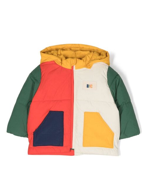Bobo Choses colour-block padded hooded jacket