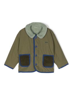 logo-embroidered sherpa jacket