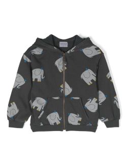 elephant-print organic-cotton hoodie