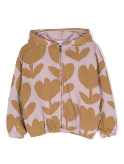 floral-print zip-up hoodie