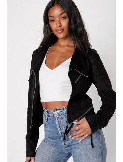 Ready For Anything Black Suede Moto Jacket