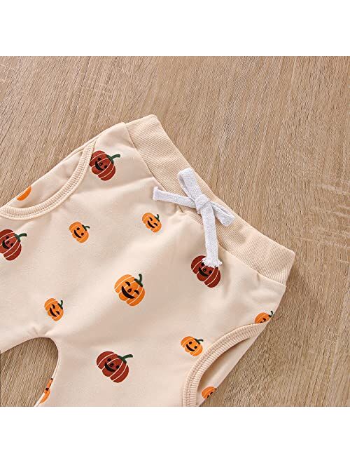 COORALLY Baby Girl Boy Halloween Clothes Set Pumpkin Long Sleeve Sweatshirt Top Pant Set Fall Winter 2Pcs Outfit