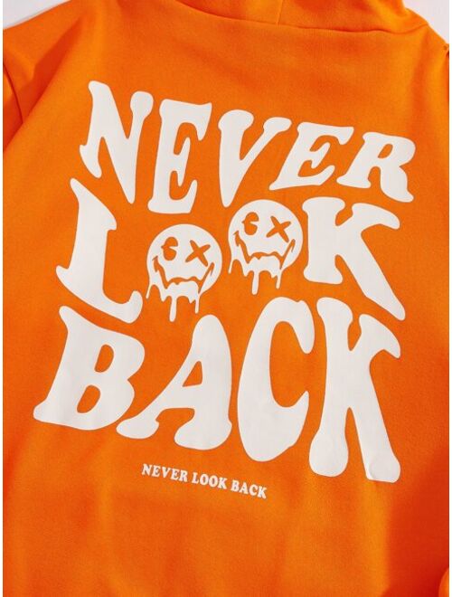 Manfinity Hypemode Men Slogan Graphic Drawstring Hoodie