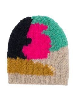 colour-block beanie hat