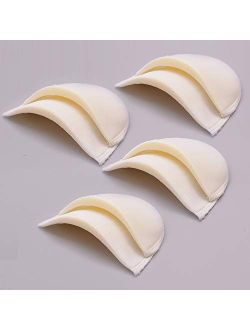 BeeSpring 4 PCS Covered Set-in Shoulder Pads Sewing Foam Polyester Pads (4 White)