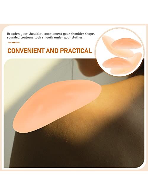 Healifty 2 Pairs Soft Silicone Shoulder Push-up Pads Adhesive Shoulder Enhancer Shoulder Pads Anti-Slip Shoulder Pads (Silicone Skin Color)