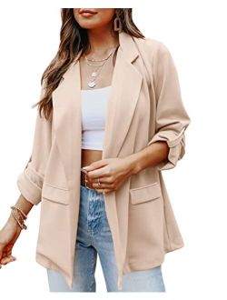 Imily Bela Womens Casual Blazers Long Sleeve Lapel Open Front Work Office Jacket with Pockets