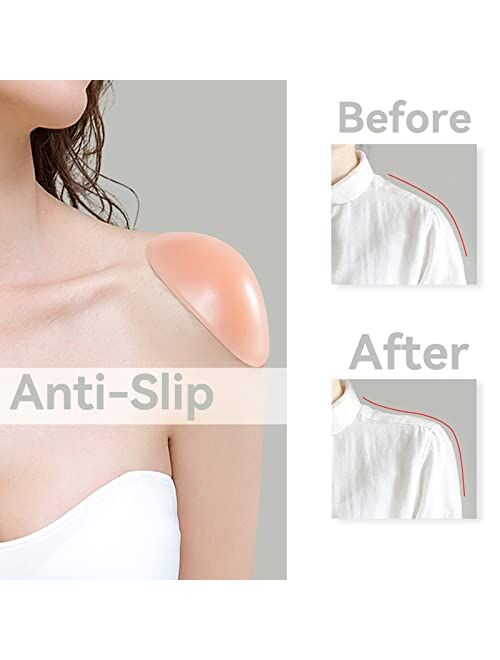Soclim Silicone Shoulder Pads for Women Clothing 4 Pairs, Anti-Slip Shoulder Push-up Pads for Shoulder Enhancer Reusable