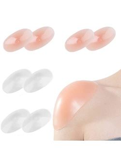 LUENES 4 pairs Silicone Shoulder Pads for Womens, Anti-Slip Shoulder Push-Up Pads Invisible Breathable Reusable Soft Silicone Shoulder Pads, Soft Sticky Pad Silicone Shou