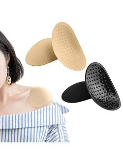 N,A Shoulder Pads 2 Pairs Shoulder Enhancer Breathable Soft Silicone Shoulder Push-Up Pads for Womens Dresses T-Shirt Suit Clothing (Black+Brown)
