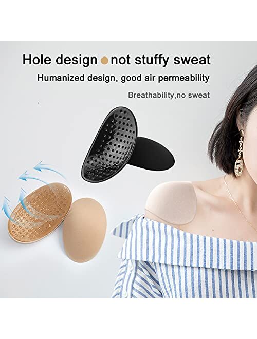 N,A Shoulder Pads 2 Pairs Shoulder Enhancer Breathable Soft Silicone Shoulder Push-Up Pads for Womens Dresses T-Shirt Suit Clothing (Black+Brown)