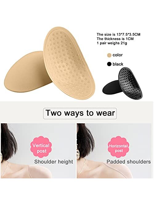 N,A Shoulder Pads 2 Pairs Shoulder Enhancer Breathable Soft Silicone Shoulder Push-Up Pads for Womens Dresses T-Shirt Suit Clothing (Black+Brown)