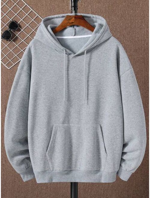 Men Plus Kangaroo Pocket Drawstring Thermal Lined Hoodie