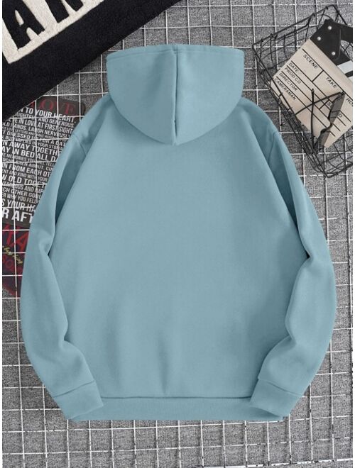 Men Kangaroo Pocket Drawstring Thermal Hoodie