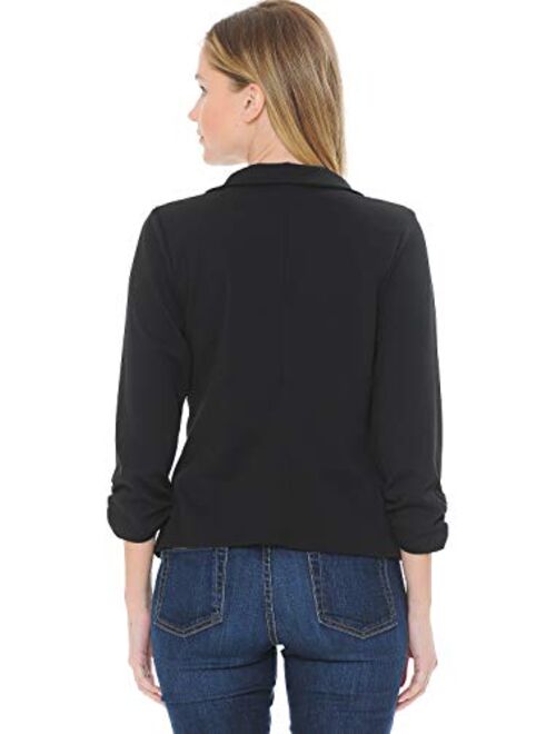 MINEFREE Women's 3/4 Sleeve Lightweight Casual Work Knit Blazer Jacket (S-3XL)