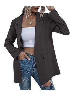 Farktop Womens Work Casual Oversized Blazers Long Sleeve Open Front Office Business Jackets