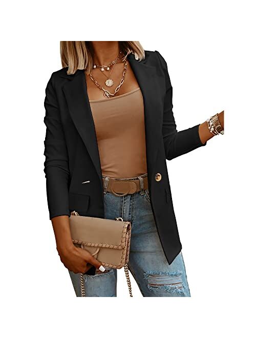 Niubia Womens Casual Long Sleeve Blazers Solid Color Knit Blazer Work Office Open Front Blazer Jacket