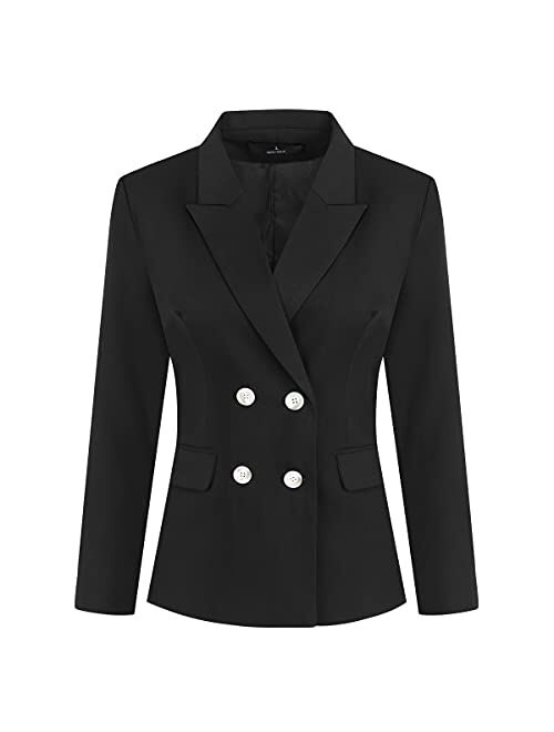 YUNCLOS Women's 2 Piece Double Breasted Suit Set Two Button Blazer and Pants