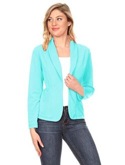 Fashionjoa Women's Casual Office Work Long Sleeve Open Front Blazer Jacket with Plus Size