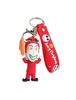 D Dilla Beauty Cute Frighten Pumpkin Man Skeleton Christmas Eve Keychain Adorable Backpack Car Keyring Charms Easy to Carry