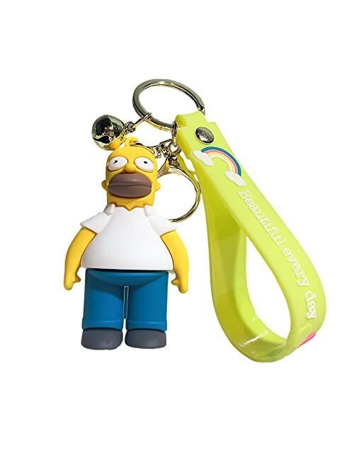 D Dilla Beauty Kawaii Cartoon The Spsons Family Theme Keychain Adorable Backpack Car Keyring Charms Easy to Carry