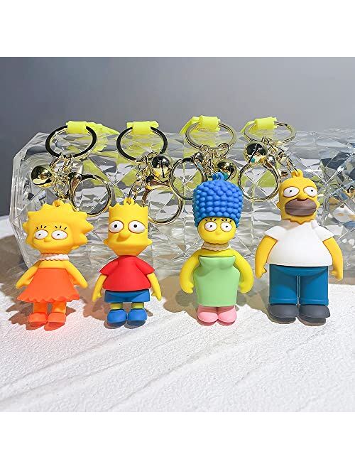 D Dilla Beauty Kawaii Cartoon The Spsons Family Theme Keychain Adorable Backpack Car Keyring Charms Easy to Carry