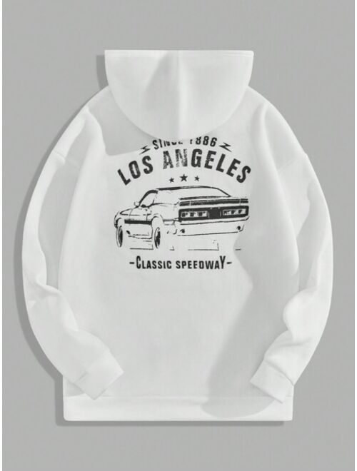 Manfinity Hypemode Men Car And Letter Graphic Drawstring Thermal Lined Hoodie