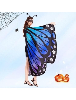 Tibeha Halloween Butterfly Costume for Women - Girls Kid Adult Wings Cape with Mask and Antenna Headband