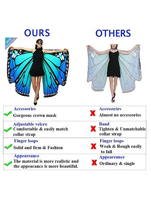 Shireake Baby Halloween/Party Costumes,Double-Sided Printing Butterfly Wings for Women,Butterfly Fairy Ladies Costume
