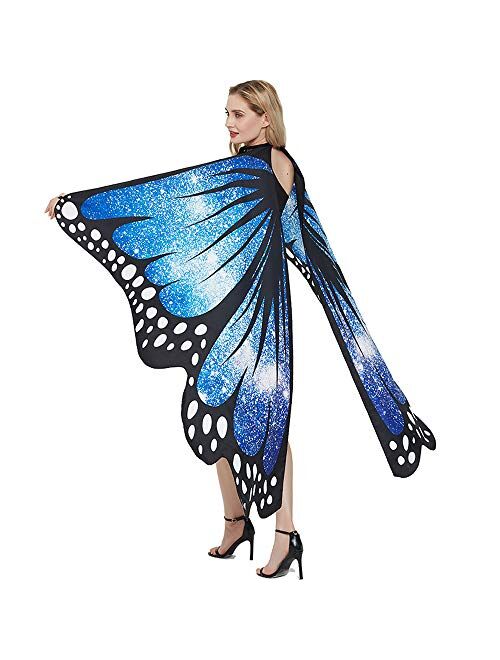 Oun Nana Halloween Butterfly Wings Cape for Women Butterfly Halloween Costume with Antenna Headband, Butterfly Wings Costumes Shawl