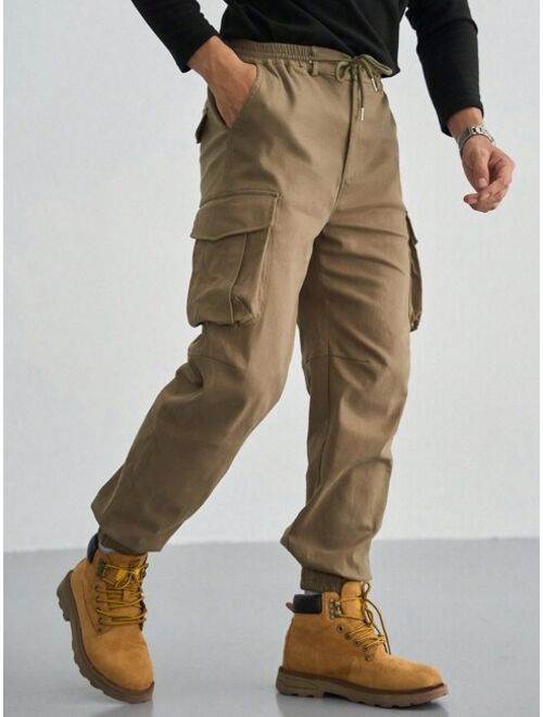 DAZY Men Flap Pocket Side Drawstring Waist Cargo Pants