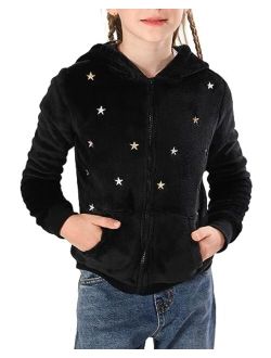 V.&GRIN Girl Zip up Hoodie Sweatshirt Soft Fuzzy Fleece Jacket with Pocket for Girls 5-16 Years