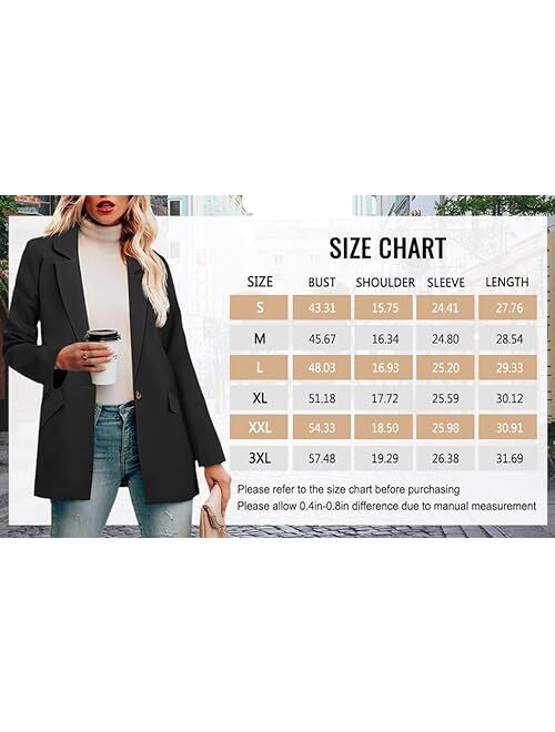 CRAZY GRID Womens Long Sleeve Blazer Jacket Open Front Work Office Blazer Button Jacket