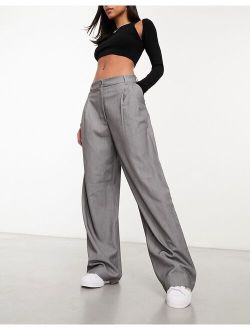 high waist tailored pants in gray