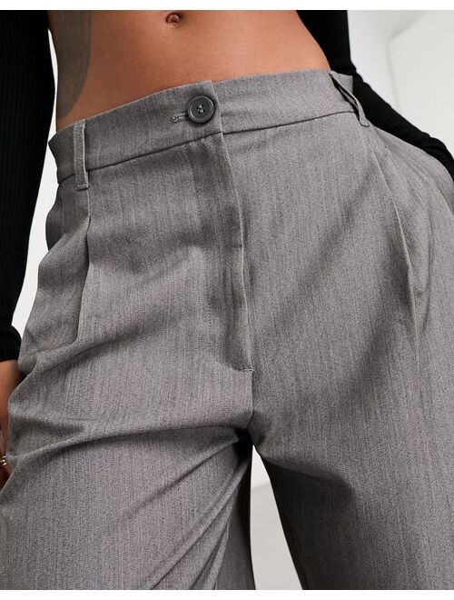 Monki high waist tailored pants in gray