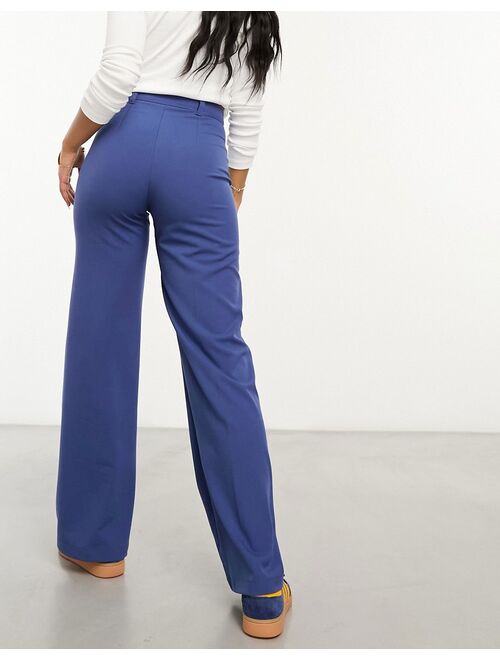 Bershka wide leg tailored pants in dusty blue