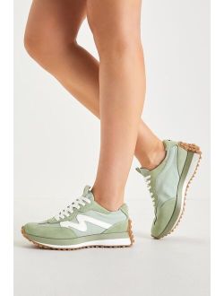 Campo Sage Green and White Suede Color Block Sneakers