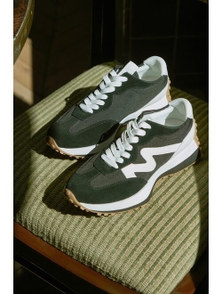 Campo Sage Green and White Suede Color Block Sneakers