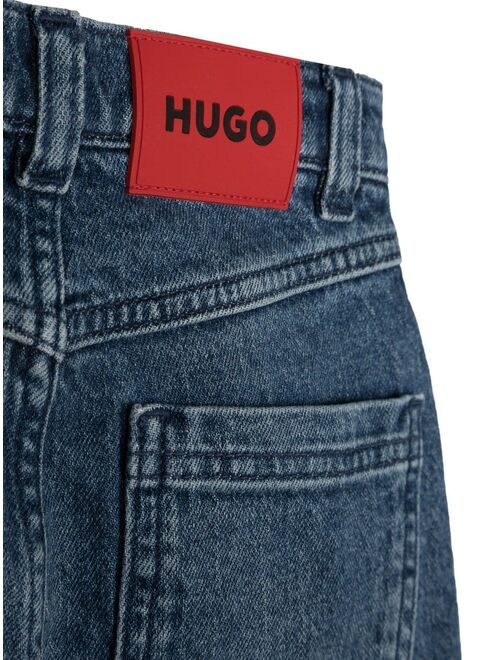HUGO KIDS mid wash straight-leg jeans