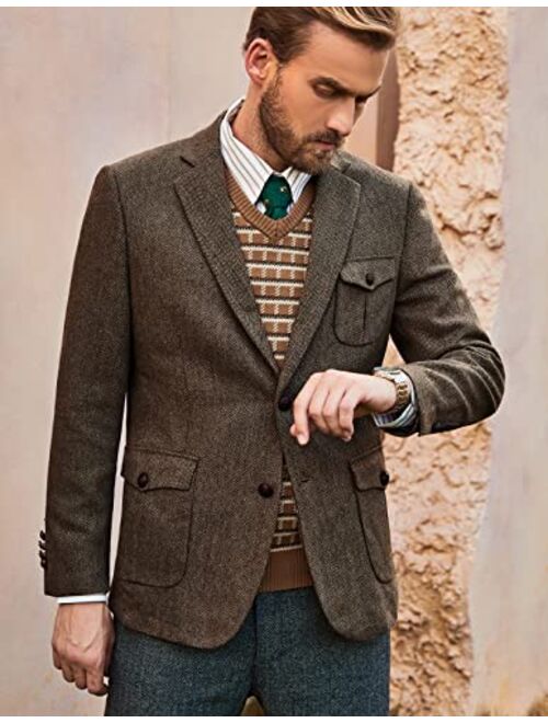 Buy Pj Paul Jones Men Vintage Herringbone Tweed Blazer Jacket British ...