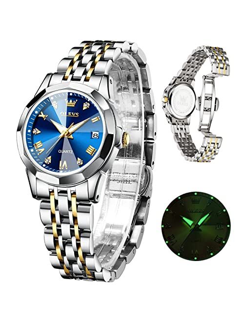 OLEVS Women's Wrist Watches, Small Wrist Stainless Steel Watch for Women, Fashion Dress Analog Quartz Ladies Watch