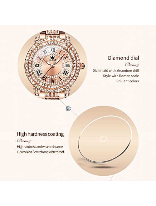 OLEVS Ladies Watches Rose Gold Japanese Quartz Female Watches for Women Waterproof Stainless Steel Casual Dress Lady Wrist Watches