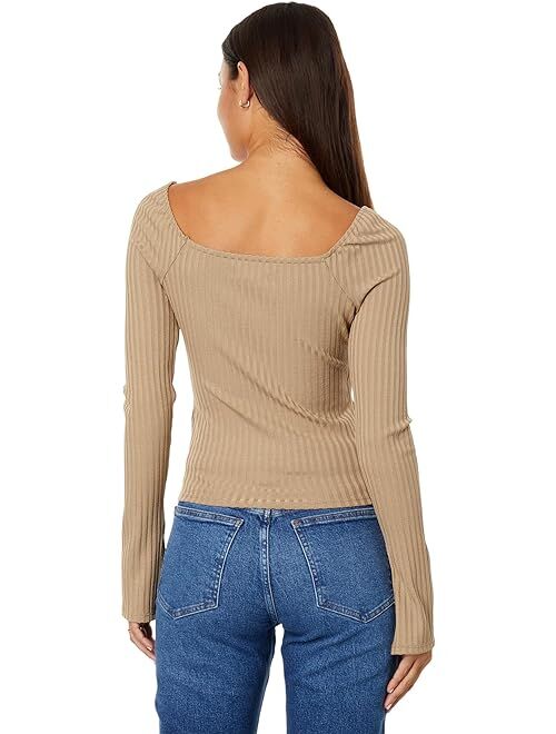 Madewell Ribbed Square-Neck Long-Sleeve Tee