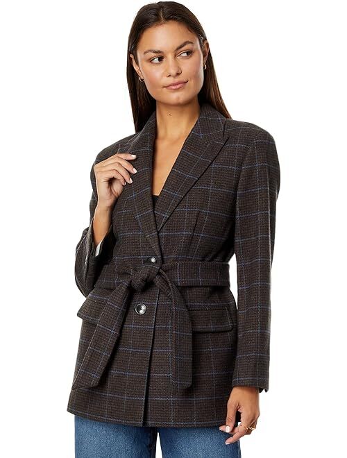 Madewell The Bedford Oversized Belted Blazer in Plaid Wool Blend