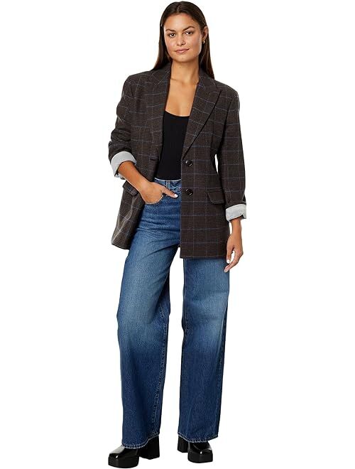 Madewell The Bedford Oversized Belted Blazer in Plaid Wool Blend