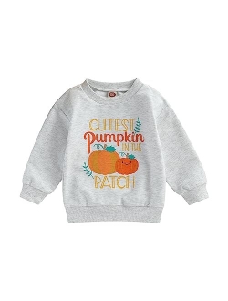 Ayalinggo Toddler Baby Girl Boy Halloween Outfit Pumpkin Sweatshirt Shirt Crewneck Sweater Clothes