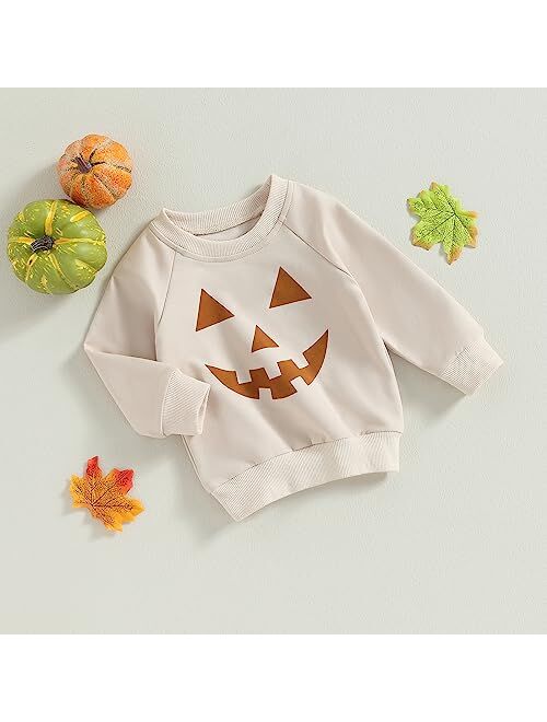 Ayalinggo Toddler Baby Girl Boy Halloween Outfit Pumpkin Sweatshirt Shirt Crewneck Sweater Clothes