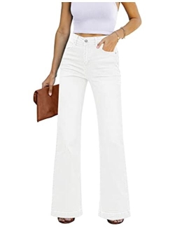GRAPENT Womens Flare Jeans High Waisted Wide Leg Baggy Jean for Women Stretch Denim Pants