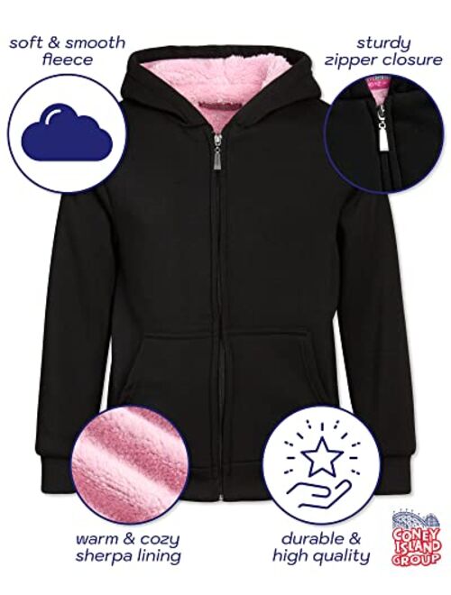 Coney Island Girls' Sweatshirt - Sherpa Lined Zip Hoodie (Size: 4-16)