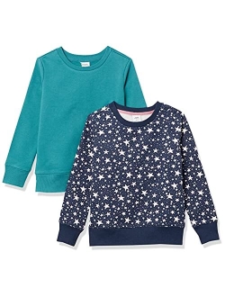 Girls and Toddlers' Fleece Crew-Neck Sweatshirts, Pack of 2